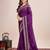 Purple embroidered silk blend bollywood saree with blouse