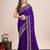 Violet embroidered silk blend bollywood saree with blouse