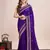Violet embroidered silk blend bollywood saree with blouse