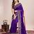 Violet embroidered silk blend bollywood saree with blouse