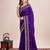 Violet embroidered silk blend bollywood saree with blouse