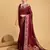 Maroon woven embellished pure silk banarasi saree with blouse