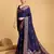 Navy blue woven embellished pure silk banarasi saree with blouse
