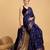 Navy blue woven embellished pure silk banarasi saree with blouse