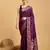 Purple woven embellished pure silk banarasi saree with blouse