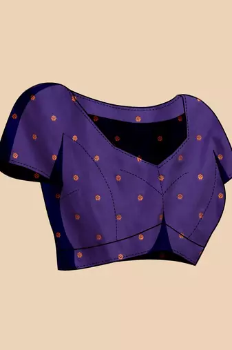 Violet woven embellished pure silk banarasi saree with blouse