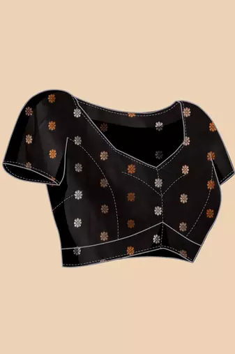 Black woven embellished pure silk banarasi saree with blouse