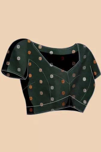 Green woven embellished pure silk banarasi saree with blouse