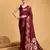 Maroon woven embellished pure silk banarasi saree with blouse