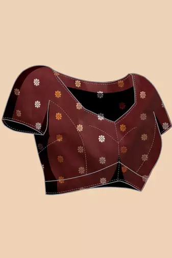 Maroon woven embellished pure silk banarasi saree with blouse