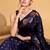 Navy blue woven embellished pure silk banarasi saree with blouse