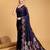 Navy blue woven embellished pure silk banarasi saree with blouse