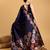Navy blue woven embellished pure silk banarasi saree with blouse