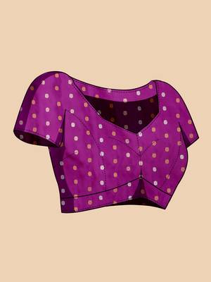 Purple woven embellished silk blend banarasi saree with blouse 5