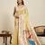 Light yellow meenakari motifs design semi cotton silk paithani saree with blouse