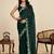 Dark green embellished floral print georgette bollywood saree with blouse