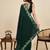 Dark green embellished floral print georgette bollywood saree with blouse