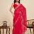 Red embellished floral print georgette bollywood saree with blouse