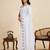 White embellished floral print georgette bollywood saree with blouse