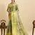 Olive green floral print woven semi silk banarasi saree with blouse