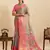 Olive green pink floral print woven semi silk banarasi saree with blouse