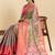 Olive green pink floral print woven semi silk banarasi saree with blouse