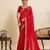 Red embroidered vichitra soft silk bollywood saree with blouse