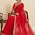 Red embroidered vichitra soft silk bollywood saree with blouse