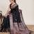 Black floral jacquard banarasi saree with blouse