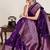 Purple floral jacquard banarasi saree with blouse