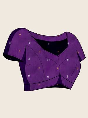 Purple floral jacquard banarasi saree with blouse 5