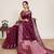 Wine floral jacquard banarasi saree with blouse