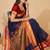 Navy blue woven self design cotton silk kota doria saree with blouse