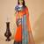 Orange woven self design cotton silk kota doria saree with blouse