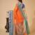 Orange woven self design cotton silk kota doria saree with blouse