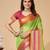 Parrot green woven self design cotton silk kota doria saree with blouse