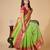 Parrot green woven self design cotton silk kota doria saree with blouse