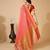 Peach woven self design cotton silk kota doria saree with blouse