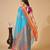 Sky blue woven self design cotton silk kota doria saree with blouse