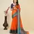 Dark orange woven self design cotton silk kota doria saree with blouse