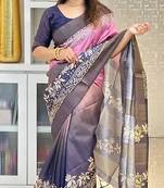Soft tussar silk sarees with beautiful digital print with tassels