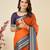 Dark orange woven self design cotton silk kota doria saree with blouse