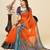 Dark orange woven self design cotton silk kota doria saree with blouse