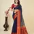 Navy blue woven self design cotton silk kota doria saree with blouse