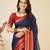Navy blue woven self design cotton silk kota doria saree with blouse