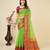 Parrot green woven self design cotton silk kota doria saree with blouse