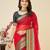 Red woven self design cotton silk kota doria saree with blouse