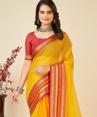 Yellow woven self design cotton silk kota doria saree with blouse 2