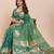 Green floral print pure soft silk banarasi saree with blouse