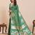 Green floral print pure soft silk banarasi saree with blouse